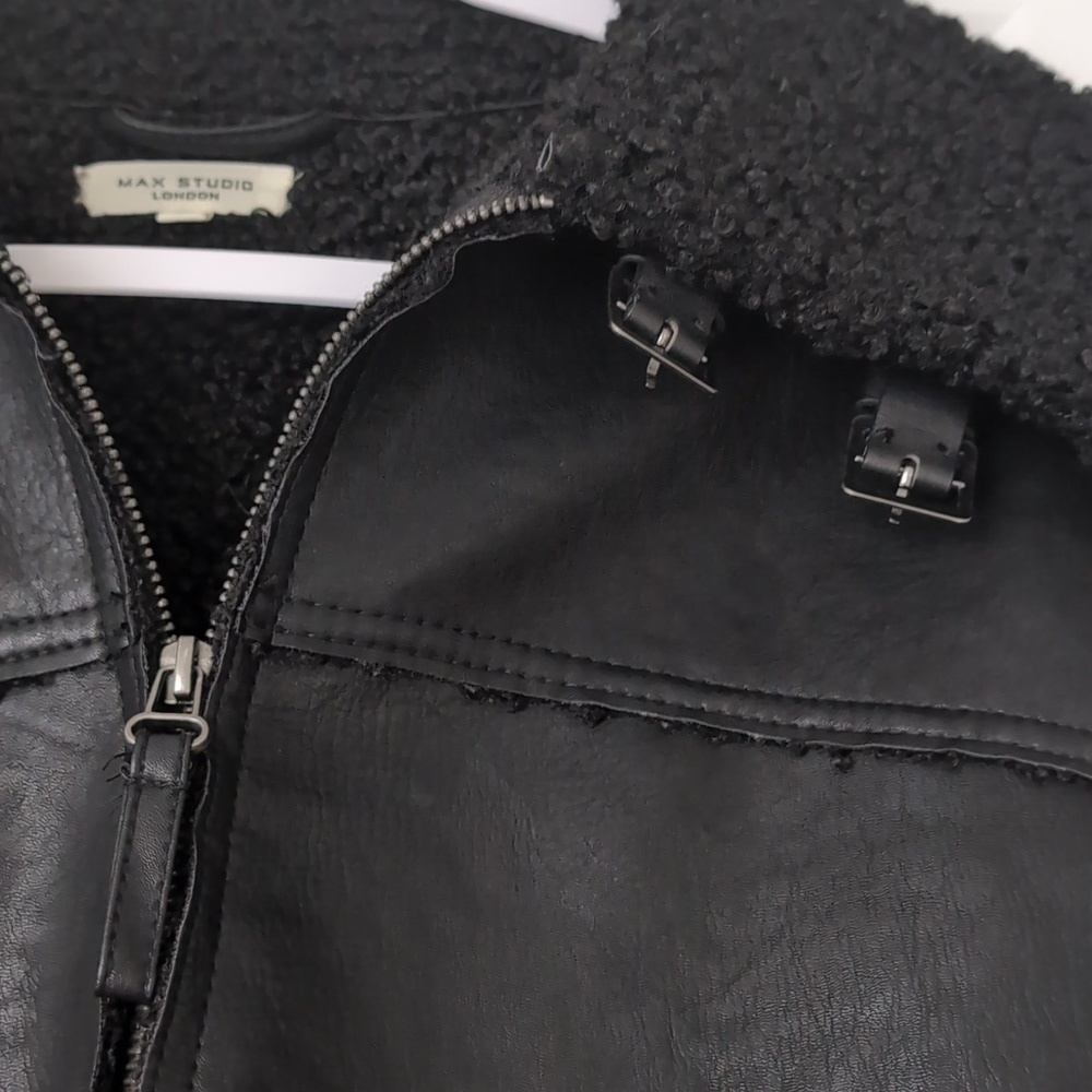 MAX Studio Faux Leather Sherling Jacket - Picture 7 of 8